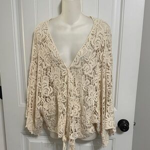Nwots Gorgeous Crocheted Jacket Overlay osfa